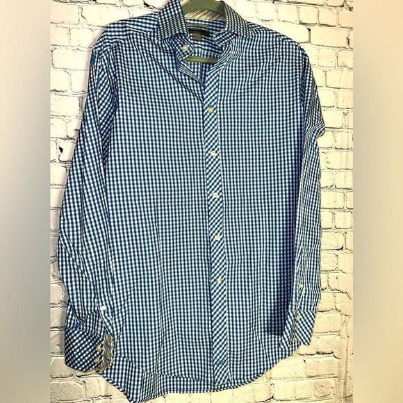 Men's JOHNSTON & MURPHY Tailored Fit Long‎ Sleeve Button Down Shirt LARGE - Picture 1 of 4